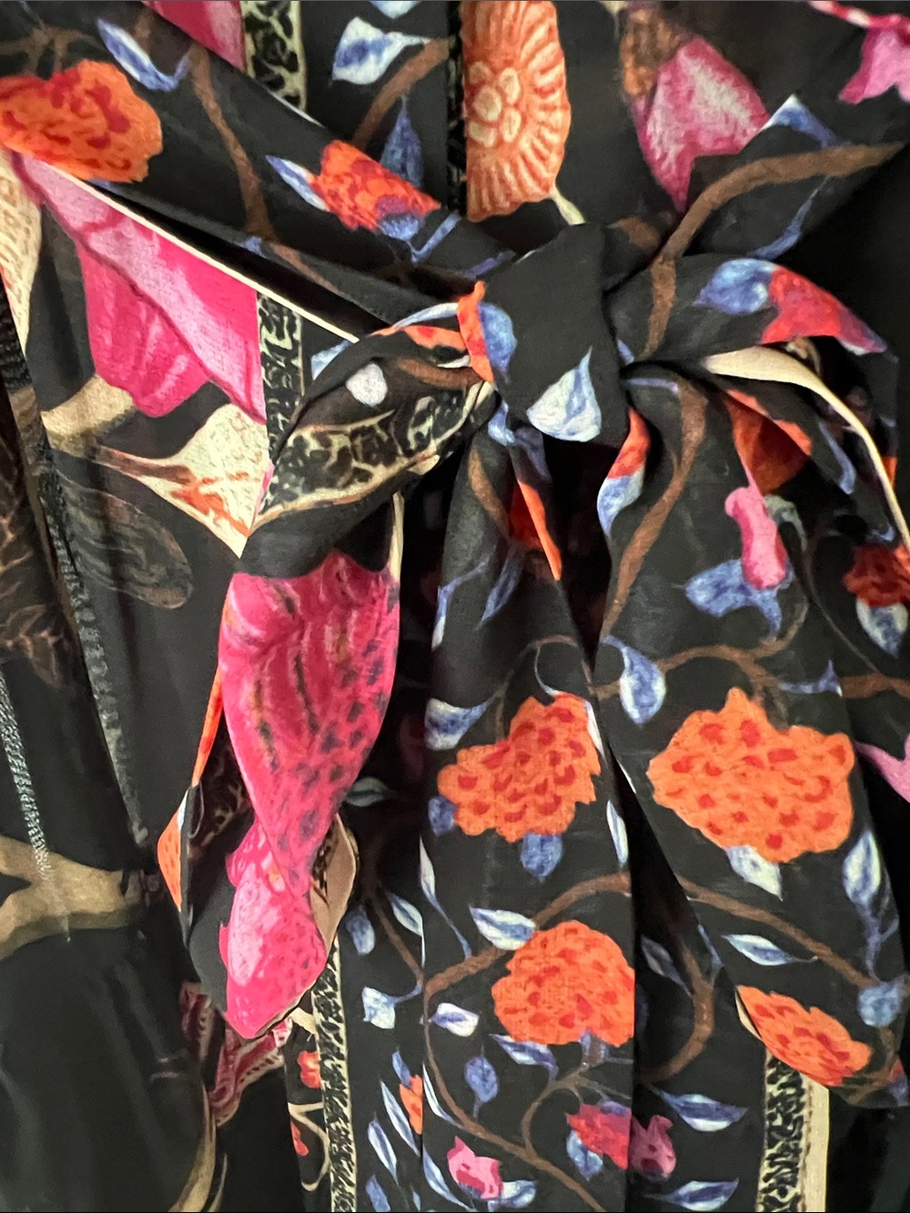 Kobi Halperin Gorgeous breezy Black Maxi Dress w/Pink and Orange Floral Print